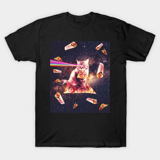 Outer Space Pizza Cat - Rainbow Laser, Taco, Burrito T-Shirt